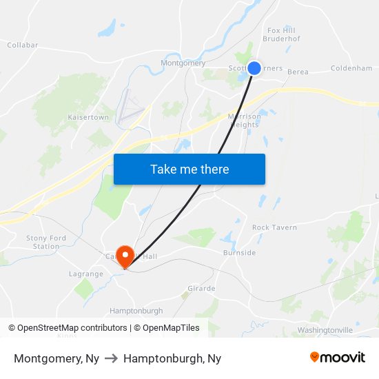Montgomery, Ny to Hamptonburgh, Ny map