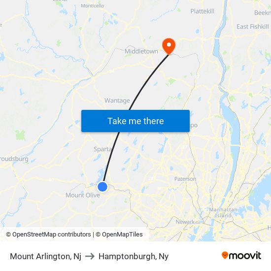 Mount Arlington, Nj to Hamptonburgh, Ny map
