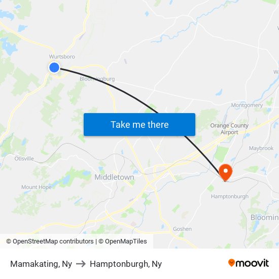 Mamakating, Ny to Hamptonburgh, Ny map