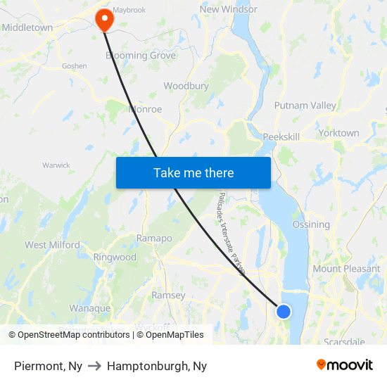 Piermont, Ny to Hamptonburgh, Ny map