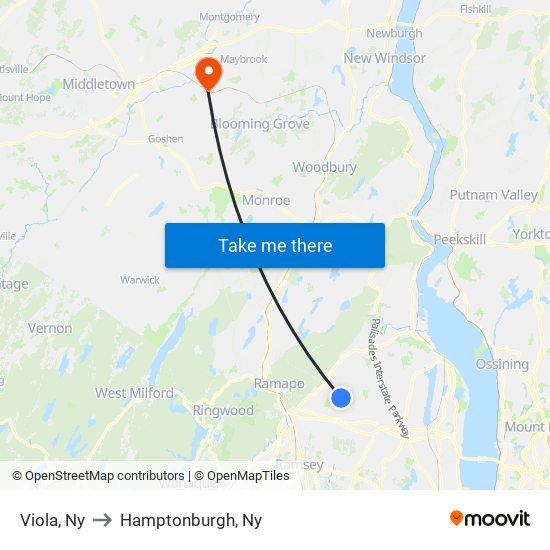 Viola, Ny to Hamptonburgh, Ny map