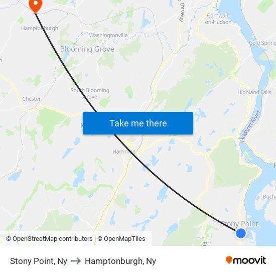 Stony Point, Ny to Hamptonburgh, Ny map