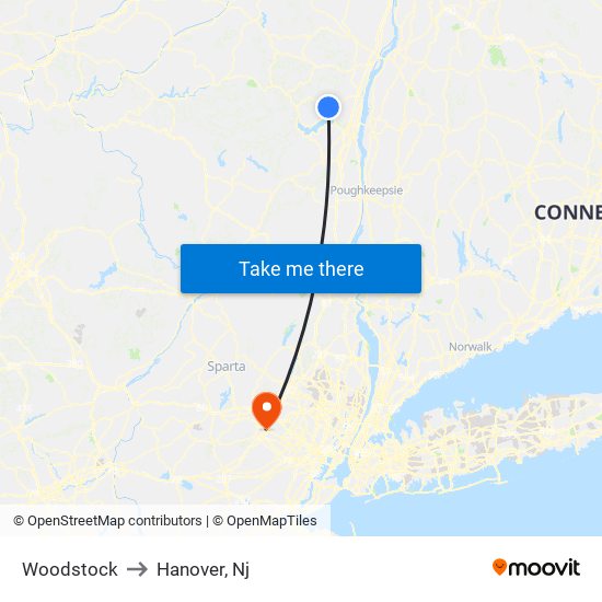 Woodstock to Hanover, Nj map