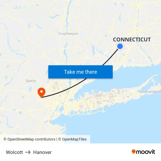 Wolcott to Hanover map
