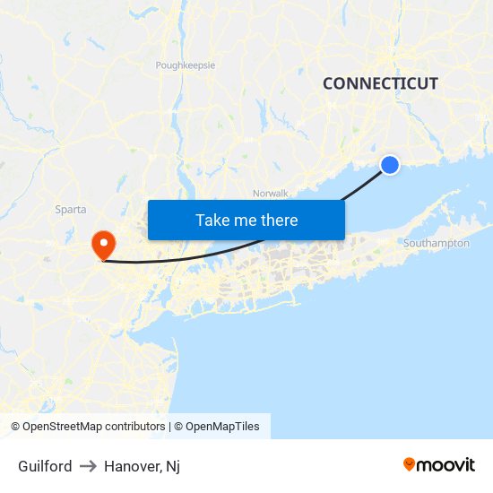 Guilford to Hanover, Nj map