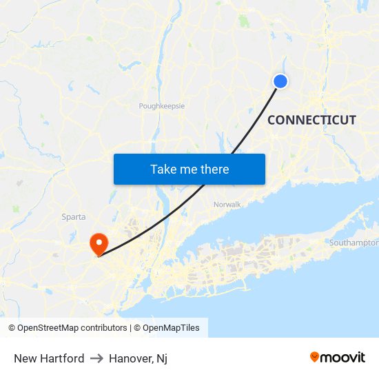 New Hartford to Hanover, Nj map