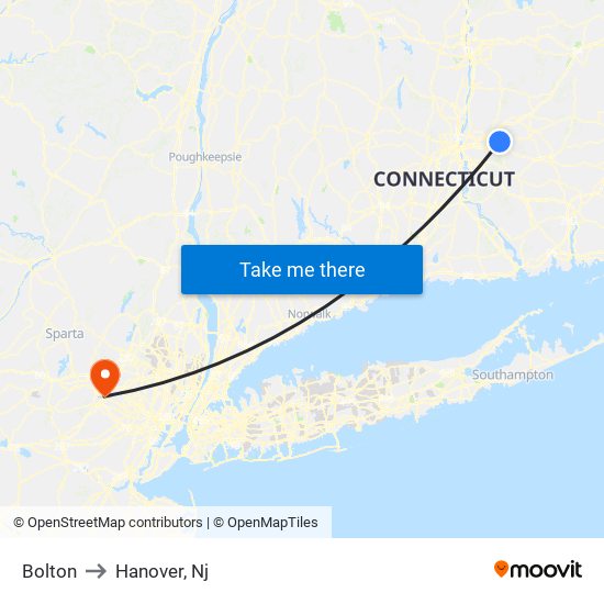 Bolton to Hanover, Nj map