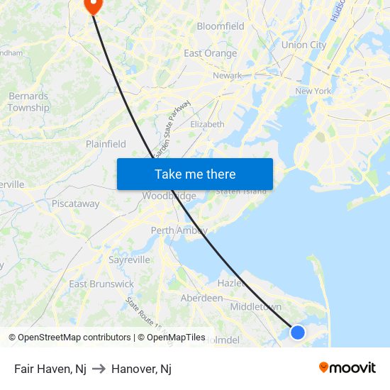 Fair Haven, Nj to Hanover, Nj map