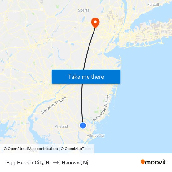 Egg Harbor City, Nj to Hanover, Nj map