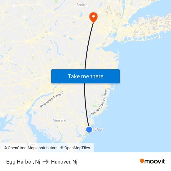 Egg Harbor, Nj to Hanover, Nj map