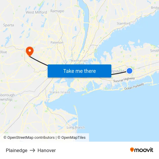 Plainedge to Hanover map