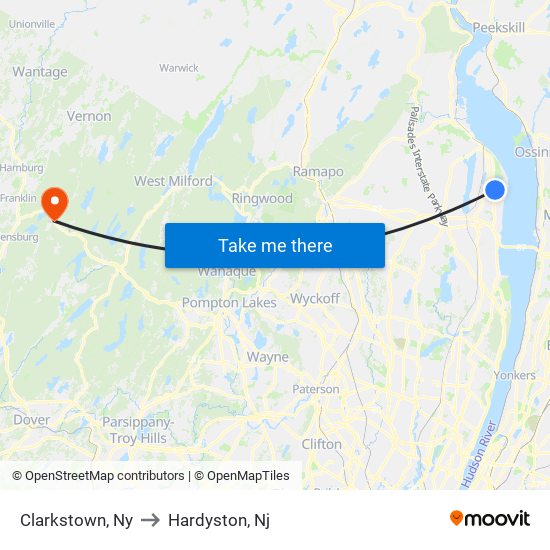 Clarkstown, Ny to Hardyston, Nj map