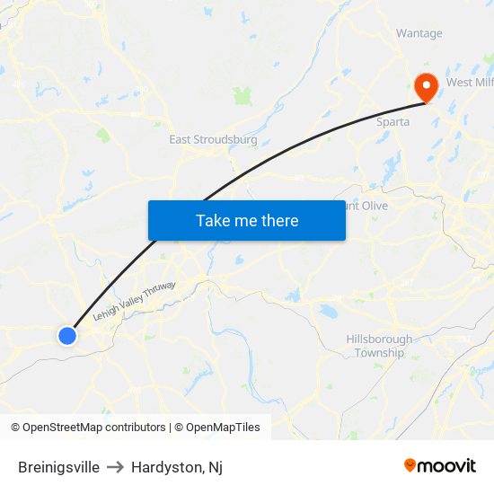 Breinigsville to Hardyston, Nj map