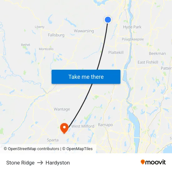 Stone Ridge to Hardyston map