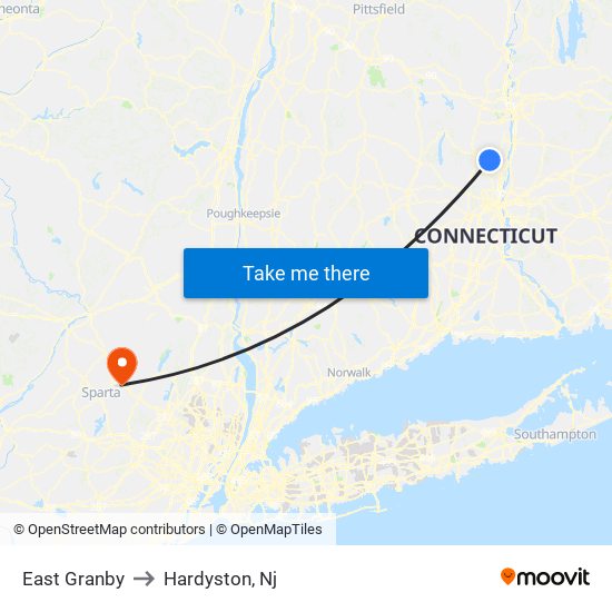 East Granby to Hardyston, Nj map