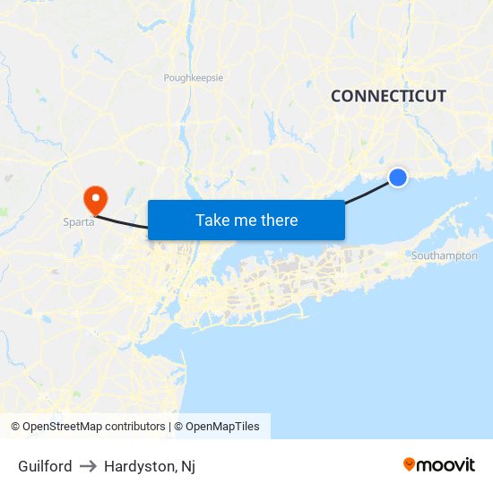 Guilford to Hardyston, Nj map