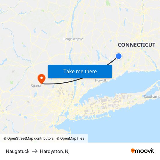 Naugatuck to Hardyston, Nj map