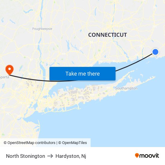 North Stonington to Hardyston, Nj map