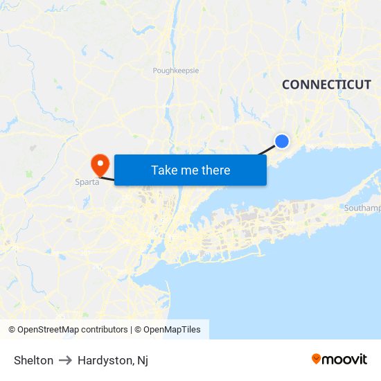 Shelton to Hardyston, Nj map