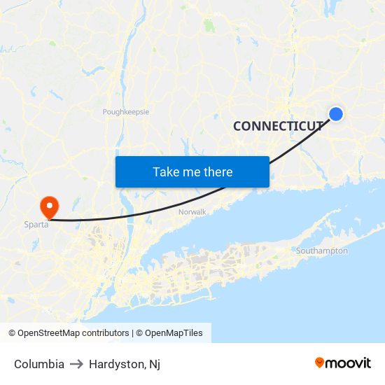 Columbia to Hardyston, Nj map