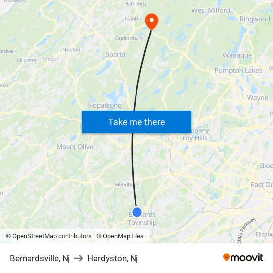 Bernardsville, Nj to Hardyston, Nj map