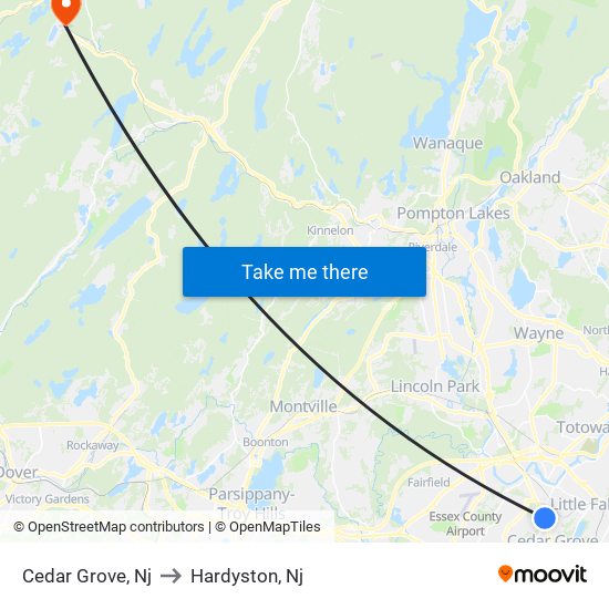 Cedar Grove, Nj to Hardyston, Nj map