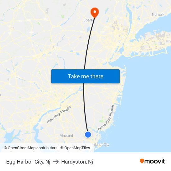 Egg Harbor City, Nj to Hardyston, Nj map