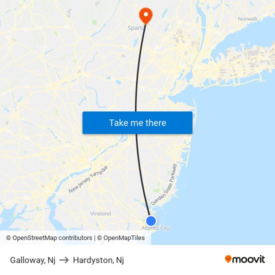 Galloway, Nj to Hardyston, Nj map