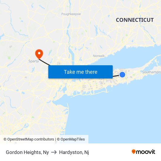 Gordon Heights, Ny to Hardyston, Nj map