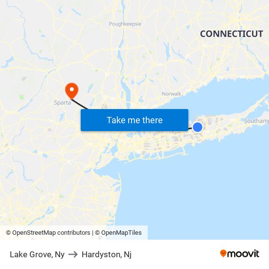 Lake Grove, Ny to Hardyston, Nj map