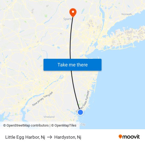 Little Egg Harbor, Nj to Hardyston, Nj map