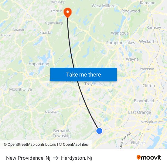 New Providence, Nj to Hardyston, Nj map