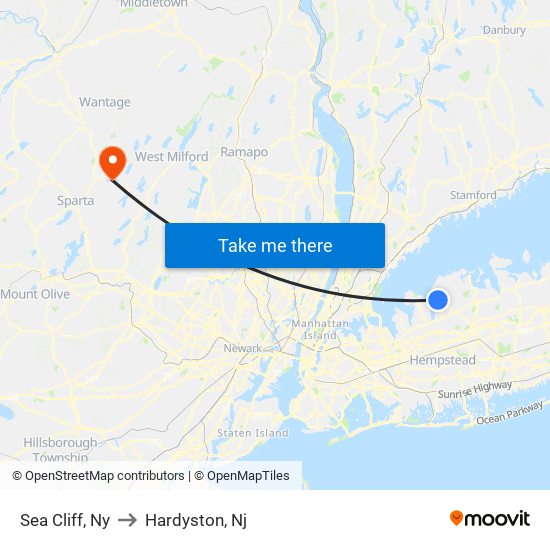 Sea Cliff, Ny to Hardyston, Nj map