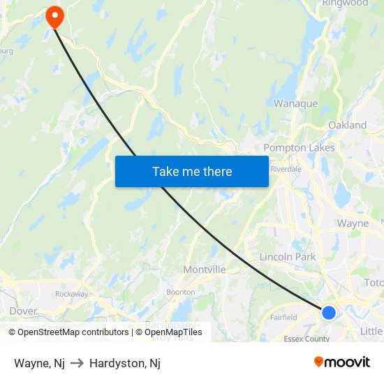 Wayne, Nj to Hardyston, Nj map