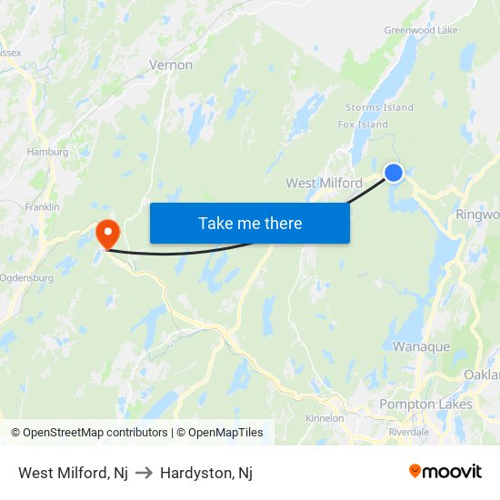 West Milford, Nj to Hardyston, Nj map