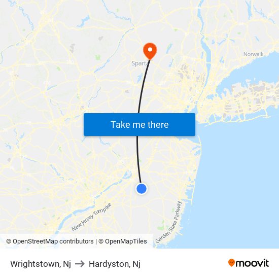 Wrightstown, Nj to Hardyston, Nj map