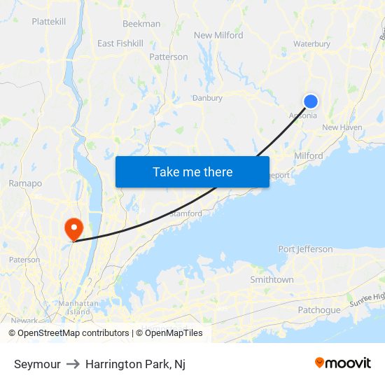 Seymour to Harrington Park, Nj map