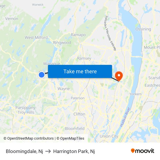 Bloomingdale, Nj to Harrington Park, Nj map