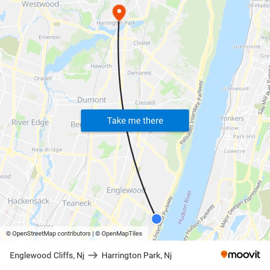 Englewood Cliffs, Nj to Harrington Park, Nj map