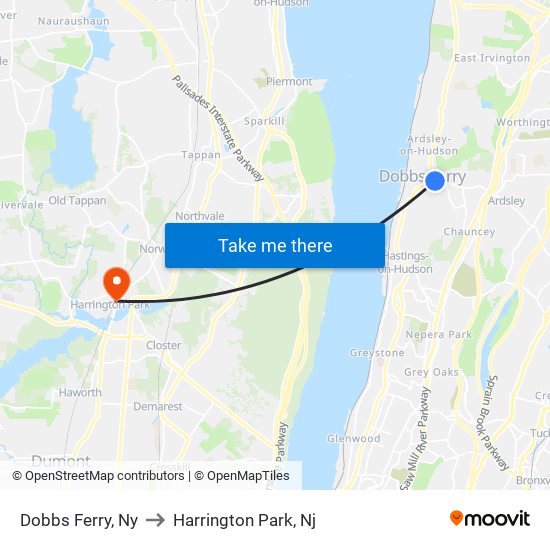 Dobbs Ferry, Ny to Harrington Park, Nj map