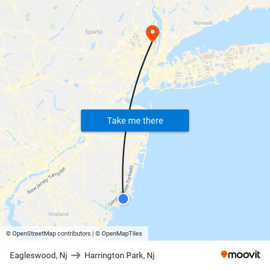 Eagleswood, Nj to Harrington Park, Nj map