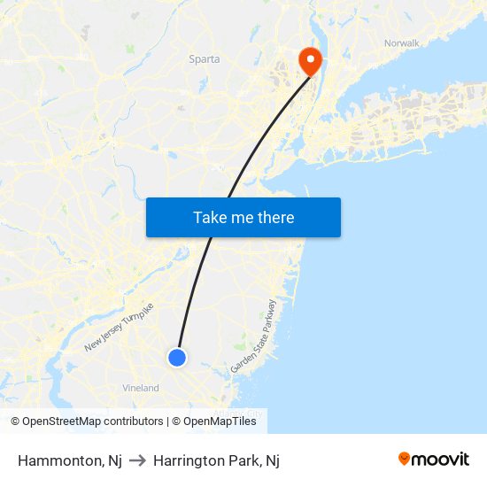 Hammonton, Nj to Harrington Park, Nj map