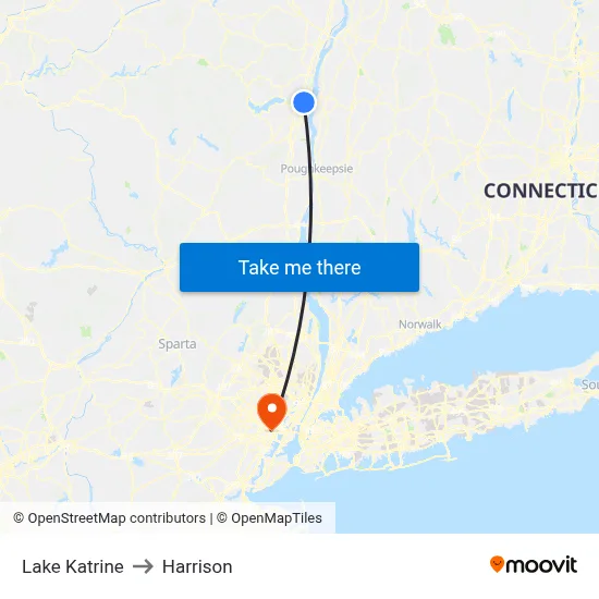 Lake Katrine to Harrison map