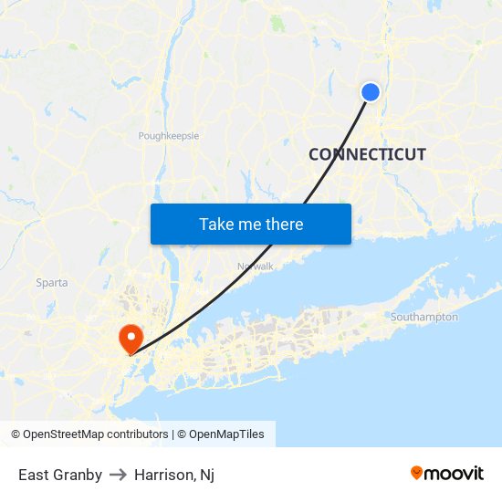 East Granby to Harrison, Nj map