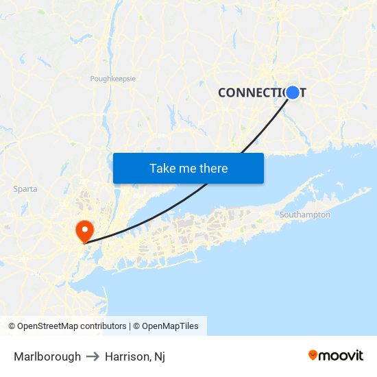 Marlborough to Harrison, Nj map