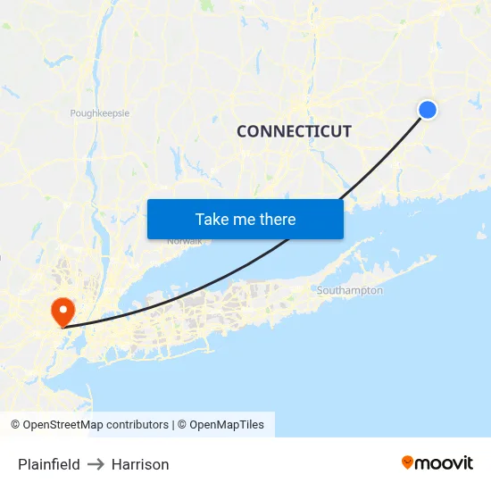 Plainfield to Harrison map