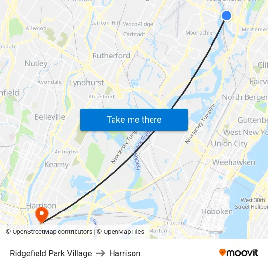 Ridgefield Park Village to Harrison map