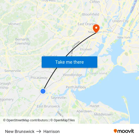 New Brunswick to Harrison map