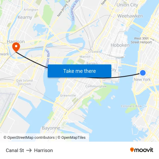 Canal St to Harrison map