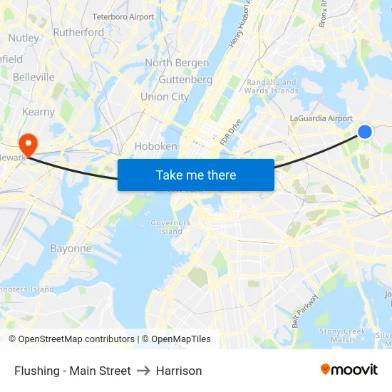 Flushing - Main Street to Harrison map